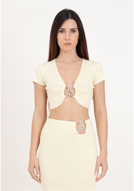 Elegant cream women's top with Fly buckle PATRIZIA PEPE | 2K0261/K021W362